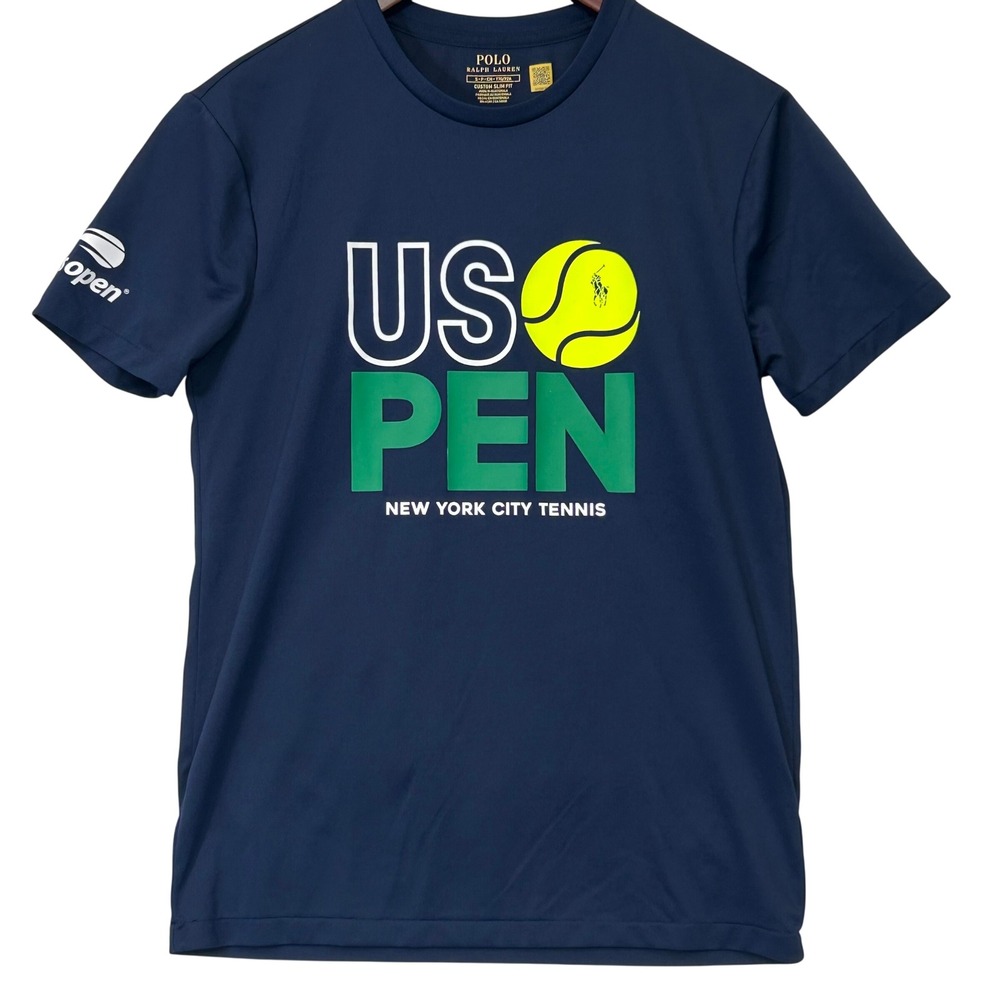 Polo Ralph Lauren 2023 US Open Tennis Shirt Men S Navy Blue Slim Fit Performance